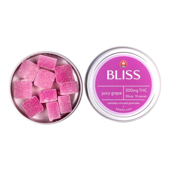 Bliss Juicy Grape 200mg THC Gummies Edibles Side