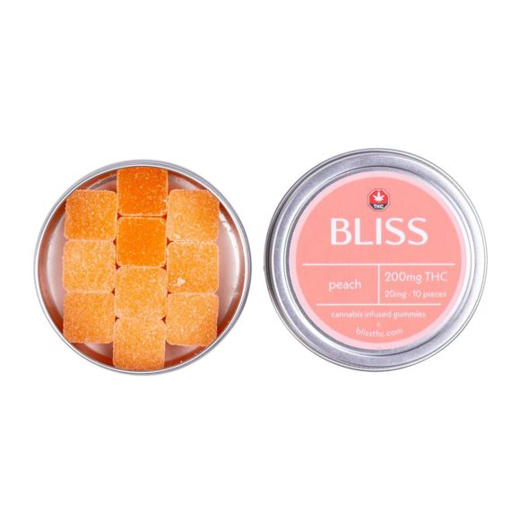 Bliss Peach 200mg THC Gummies Edibles Side