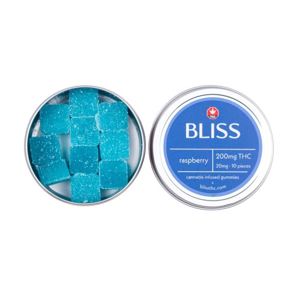 Bliss Blue Raspberry 200mg THC Gummies Edibles Side
