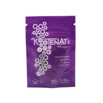 Kootenay Labs Grape 50mg THC Gummies – Indica – 250mg/1000mg