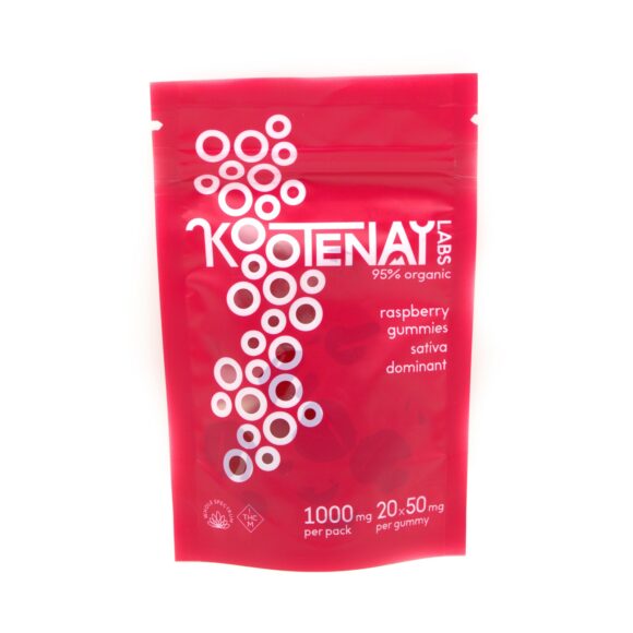 Kootenay-Labs-Raspberry-Sativa-Gummies-1000mg-front
